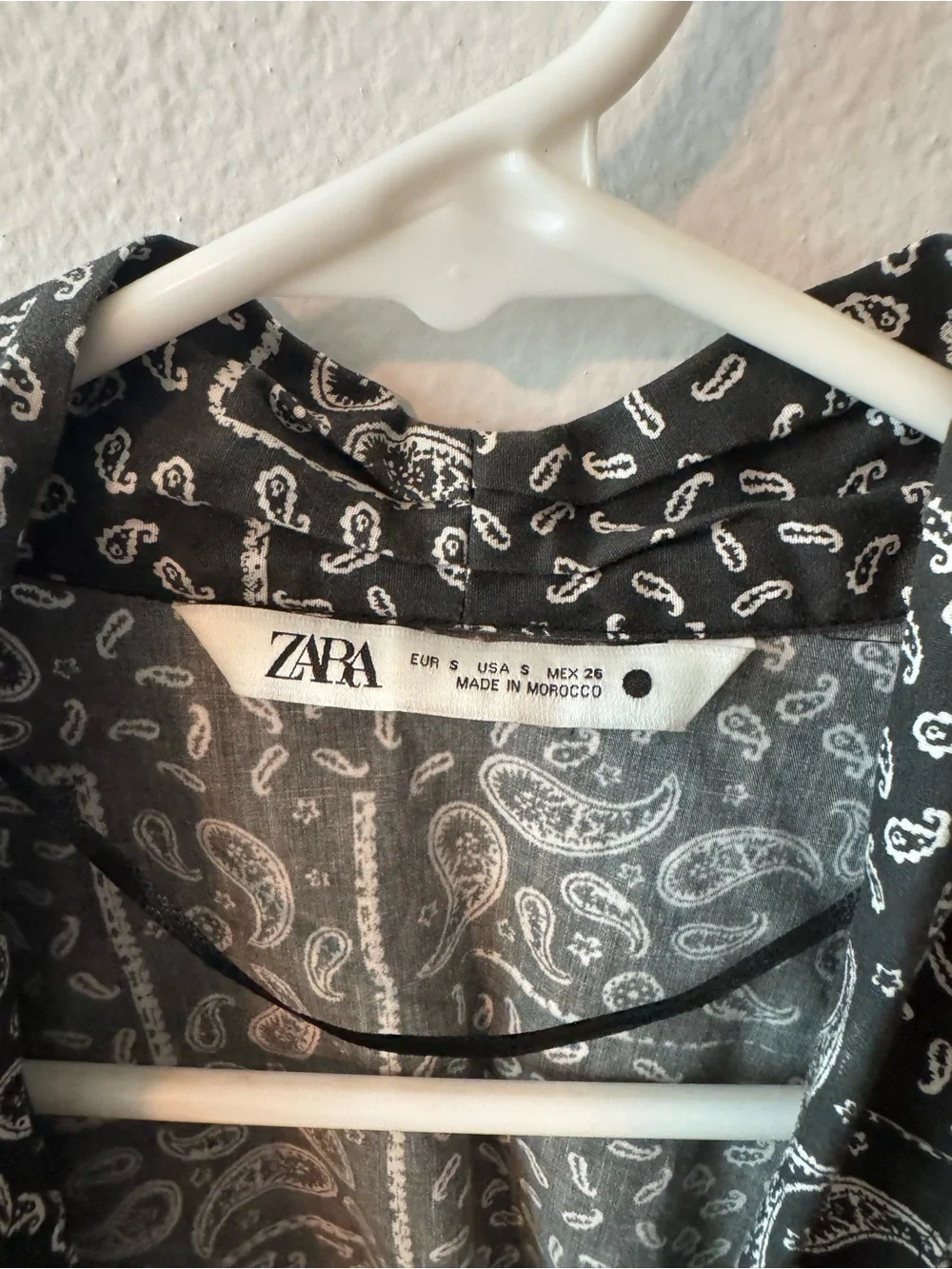 Zara Black Paisley Tie-Front Blouse
